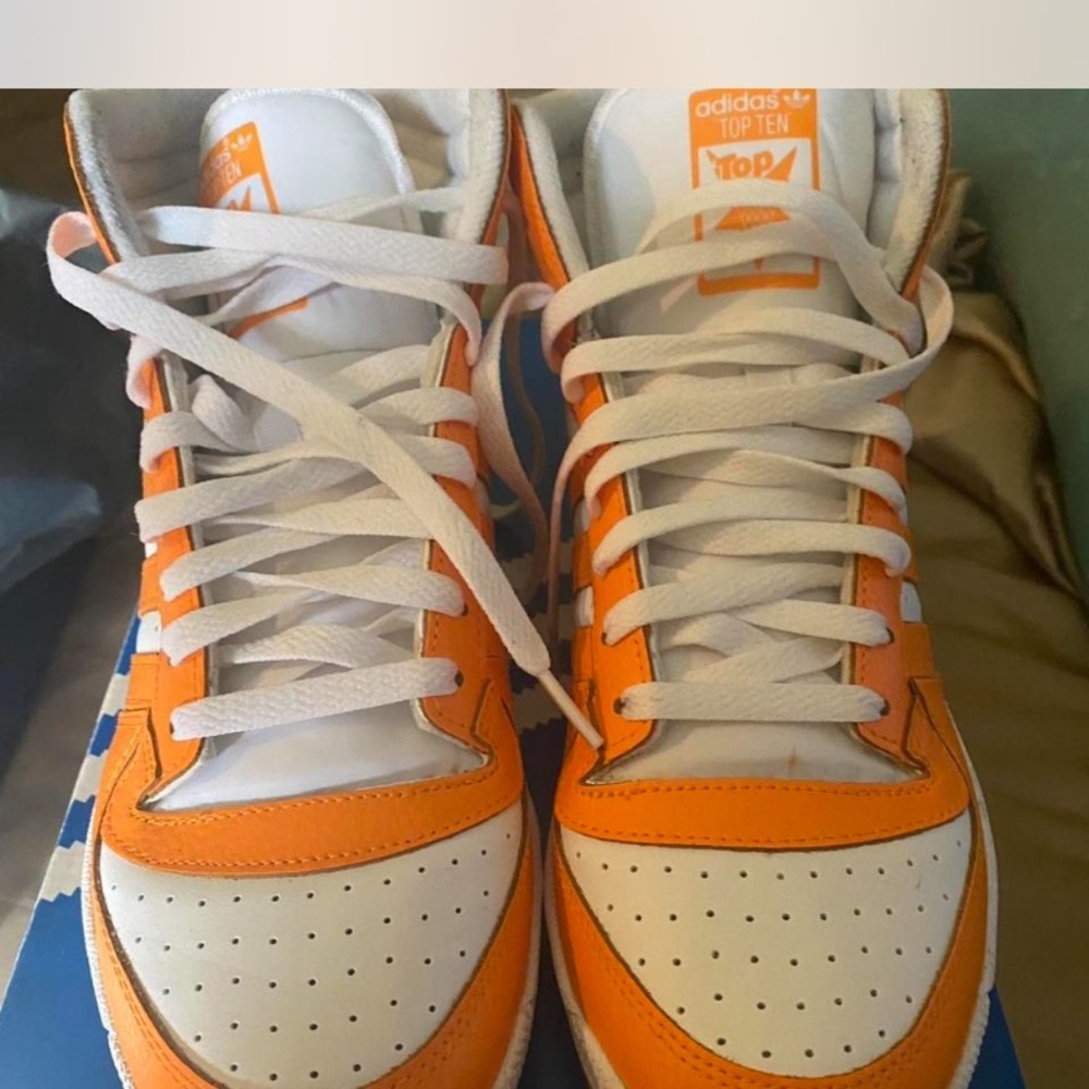 Adidas High-Top Sneakers in Orange and White Men 10